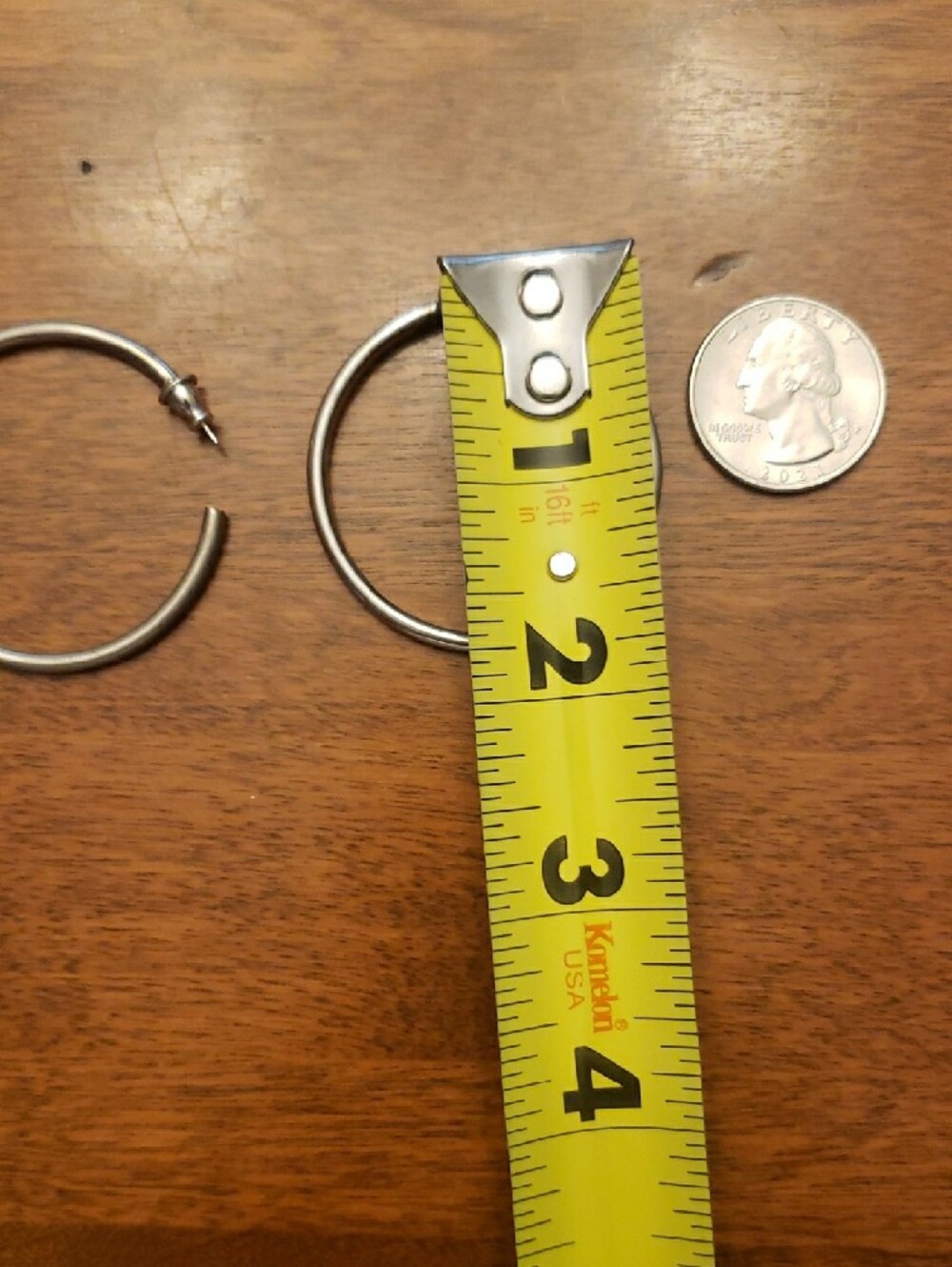Silver-Tone Large Hoop Earrings - 1.75" Diameter - Picture 4 of 5